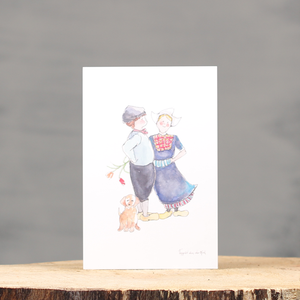 Boerenpaar ansichtkaart | Knijpertjes