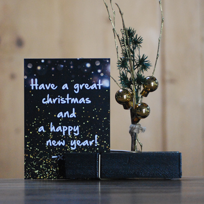 Kerst kaarthouder zwart met goud | Knijpertjes.nl