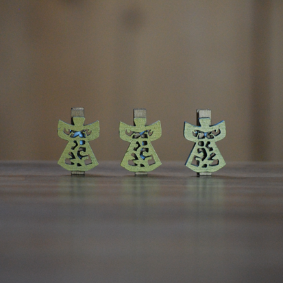 Kerstengelen knijpertjes goud | Knijpertjes.nl