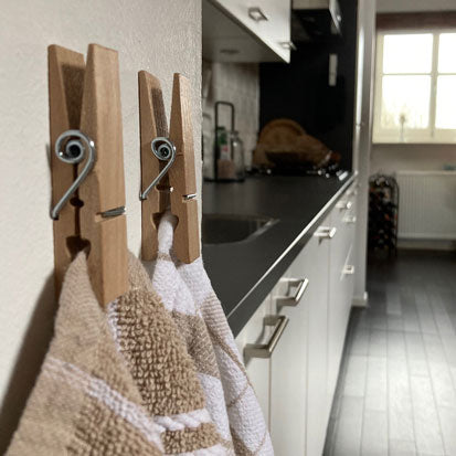 Naturel houten ophanghaken | Knijpertjes