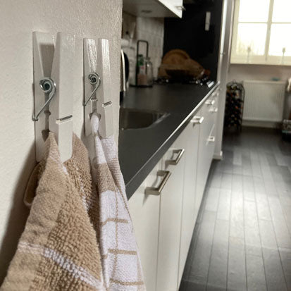 Ophanghaken wit met plakstrip en klem