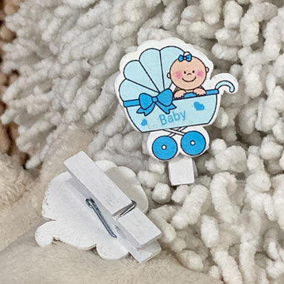 Geboorte knijpertjes kinderwagen blauw