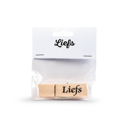 Houten wasknijper met tekst Liefs | Knijpertjes