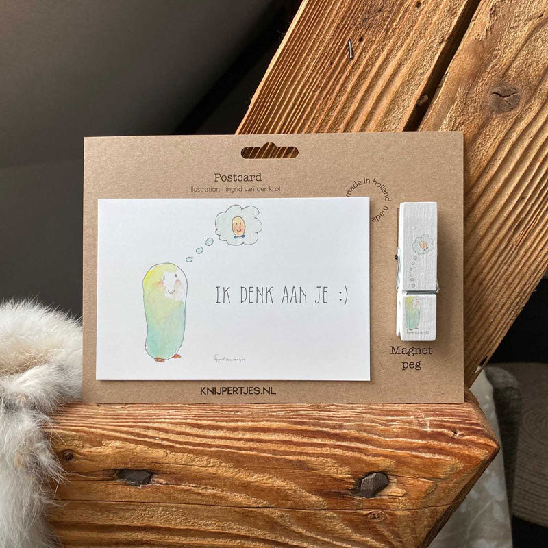 Wasknijper met magneet en ansichtkaart | Knijpertjes