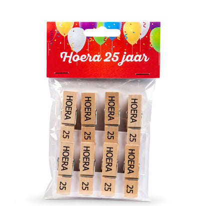 Knijpers met print Hoera 25 | Knijpertjes