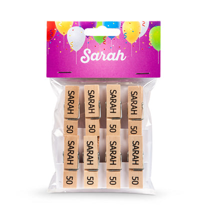 Houten knijpers met tekst Sarah | Knijpertjes