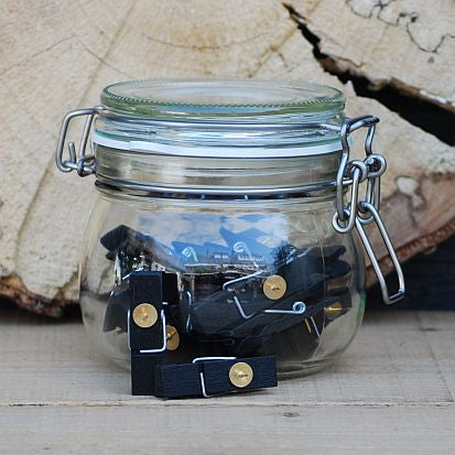 Punaise knijpers zwart in pot | Knijpertjes