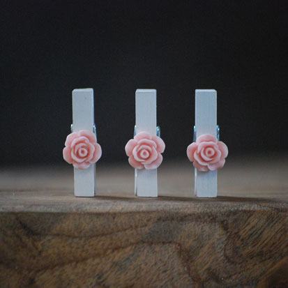 Mini knijpers met roze roosjes