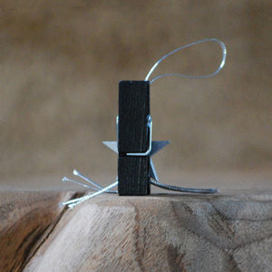 Mini knijper decoratie zwart zilver | Knijpertjes