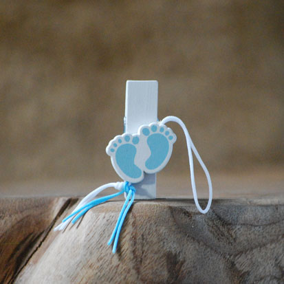 Mini knijper Babyvoetje blauw Geluk