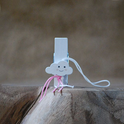 Mini knijper met wolkje roze geluk | Knijpertjes